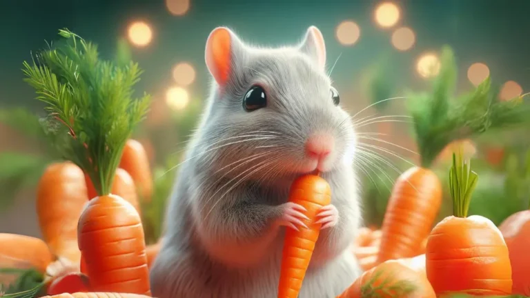 Can Gerbils Eat Carrots? 6 A gerbil nibbling a carrot. The picture is for the article; Can gerbils eat carrots