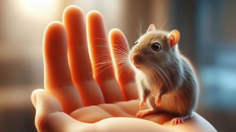 Do Gerbils Like to Be Held? 7 A gerbil sat in the palm of a hand. The picture is for the article; Do gerbils like to be held.