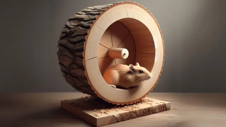 Do Gerbils Need a Running Wheel? 5 A gerbil is sat in a large wooden exercise wheel. The image is for the article; Do Gerbils Need a Running Wheel?