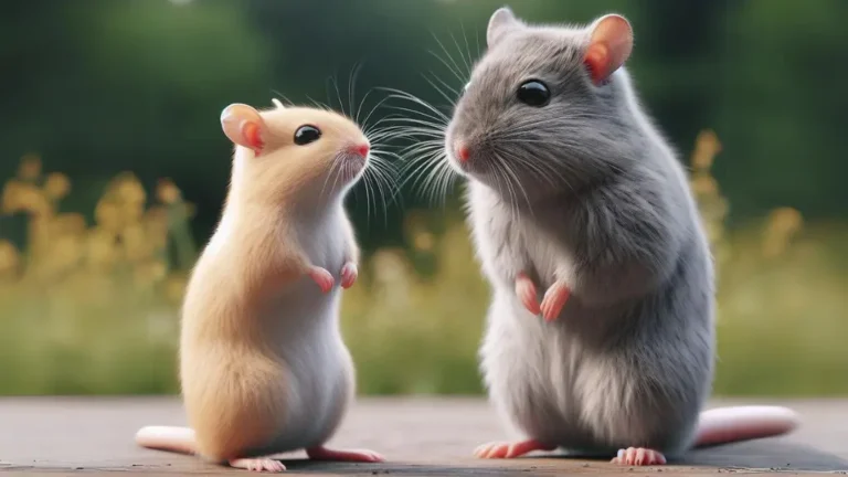 Hamsters Vs Gerbils as Pets 4 A gerbil and a hamster stood opposite each other. The image is for the article; Hamsters Vs Gerbils as Pets